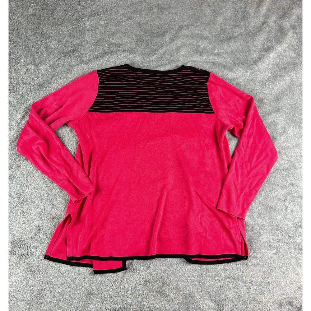 Exclusively Misook Knit Cardigan Sweater Pink Black Size XS Single Button Cozy - Picture 2 of 6